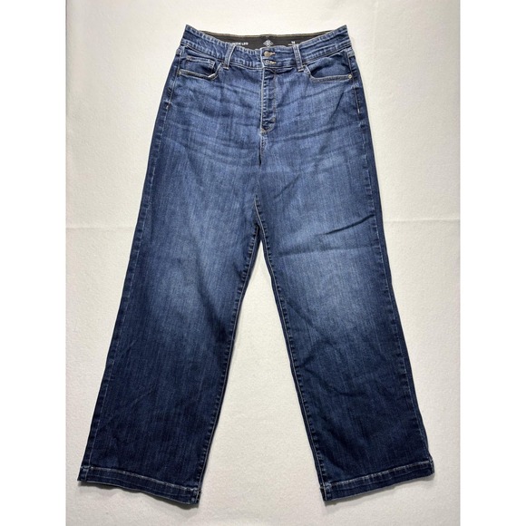 St. John's Bay Denim - St. John's Bay Jeans Womens 14 Blue Medium Wash High Rise Wide Leg Stretch 34x28